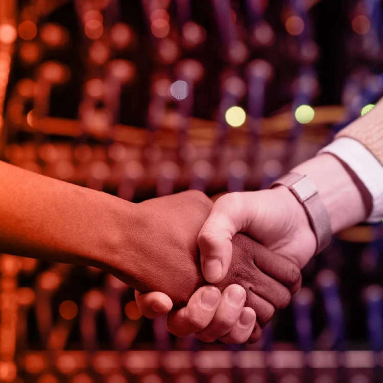 Stretta di mano tra due colleghi.